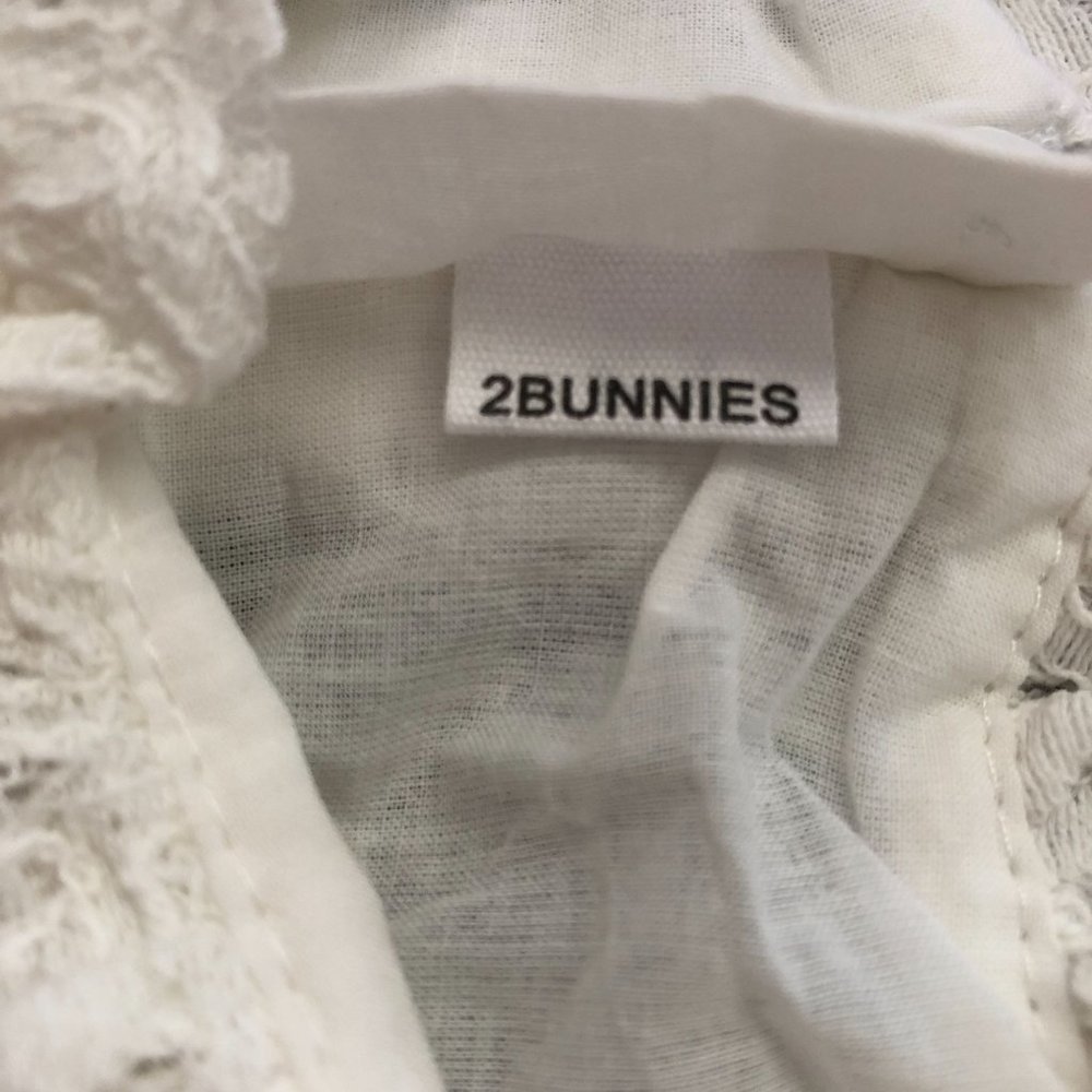 2 Bunnies Ivory Dress Vintage Sunflower Lace Design Cottagecore Size 3T - Picture 14 of 16